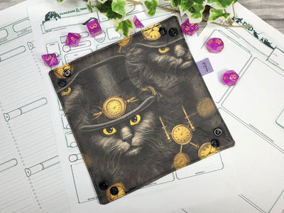 Steampunk Cat faltbare Würfelunterlage